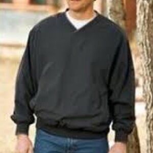 Cabelas Medium Mens Black Pullover Windbreaker Jacket with Pockets